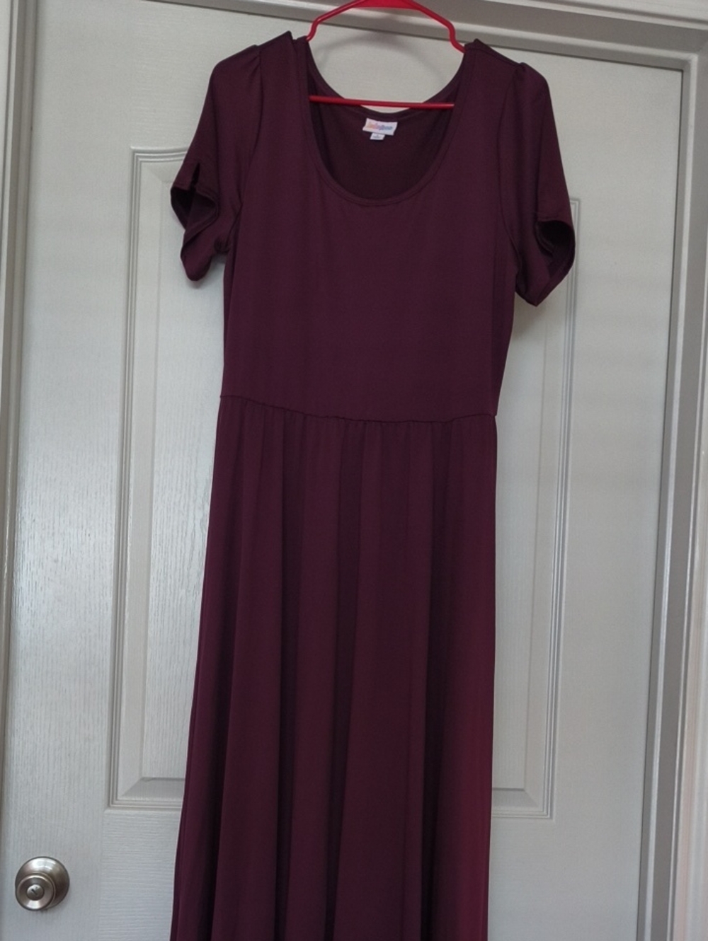 LuLaRoe Scoop Neck Short Sleeve Maxi Dress - Burgundy Plum